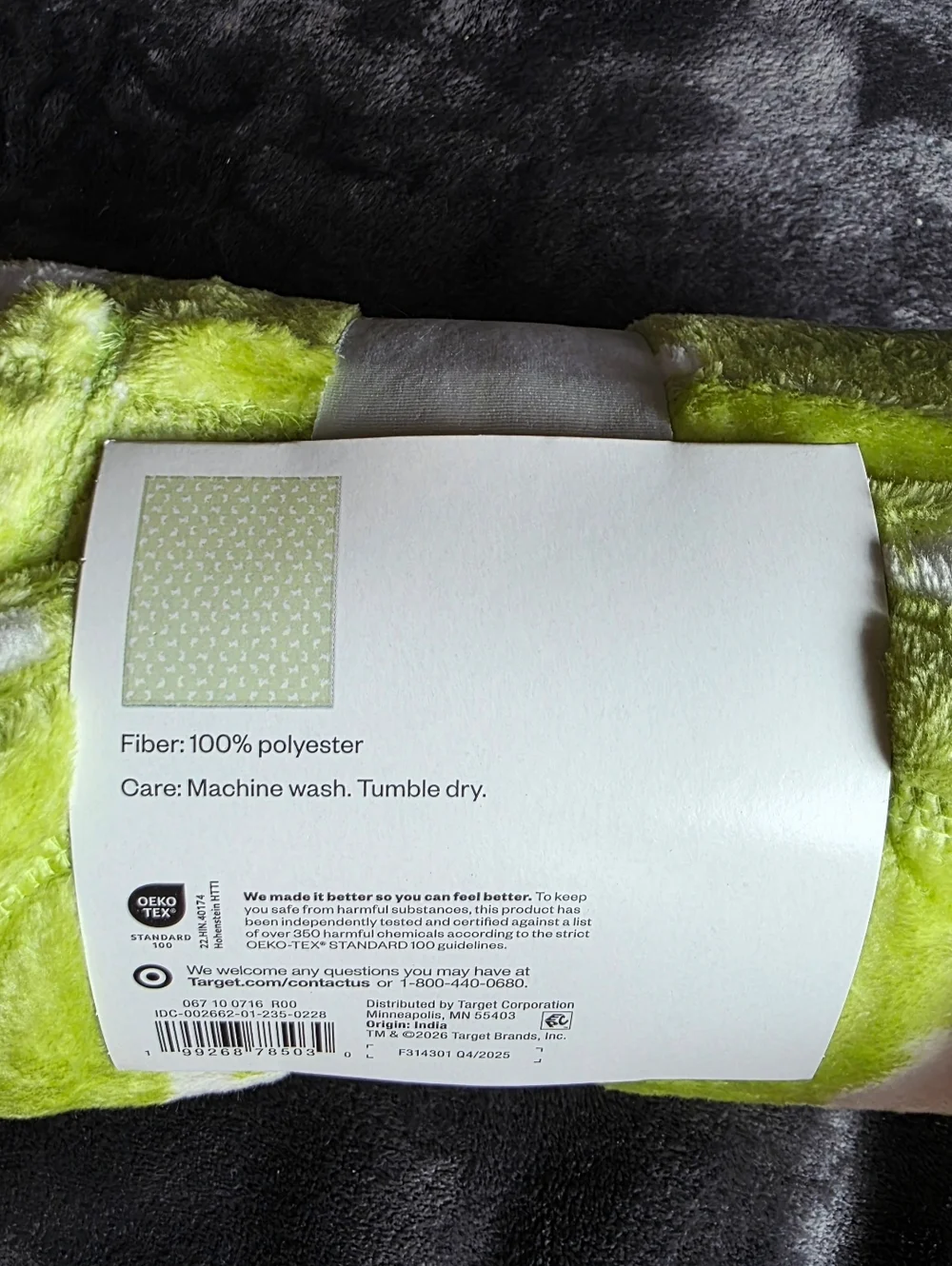 Easter Plush Bunny Printed Throw Blanket Green Ivory 60 × 50 Room Essentials NWT